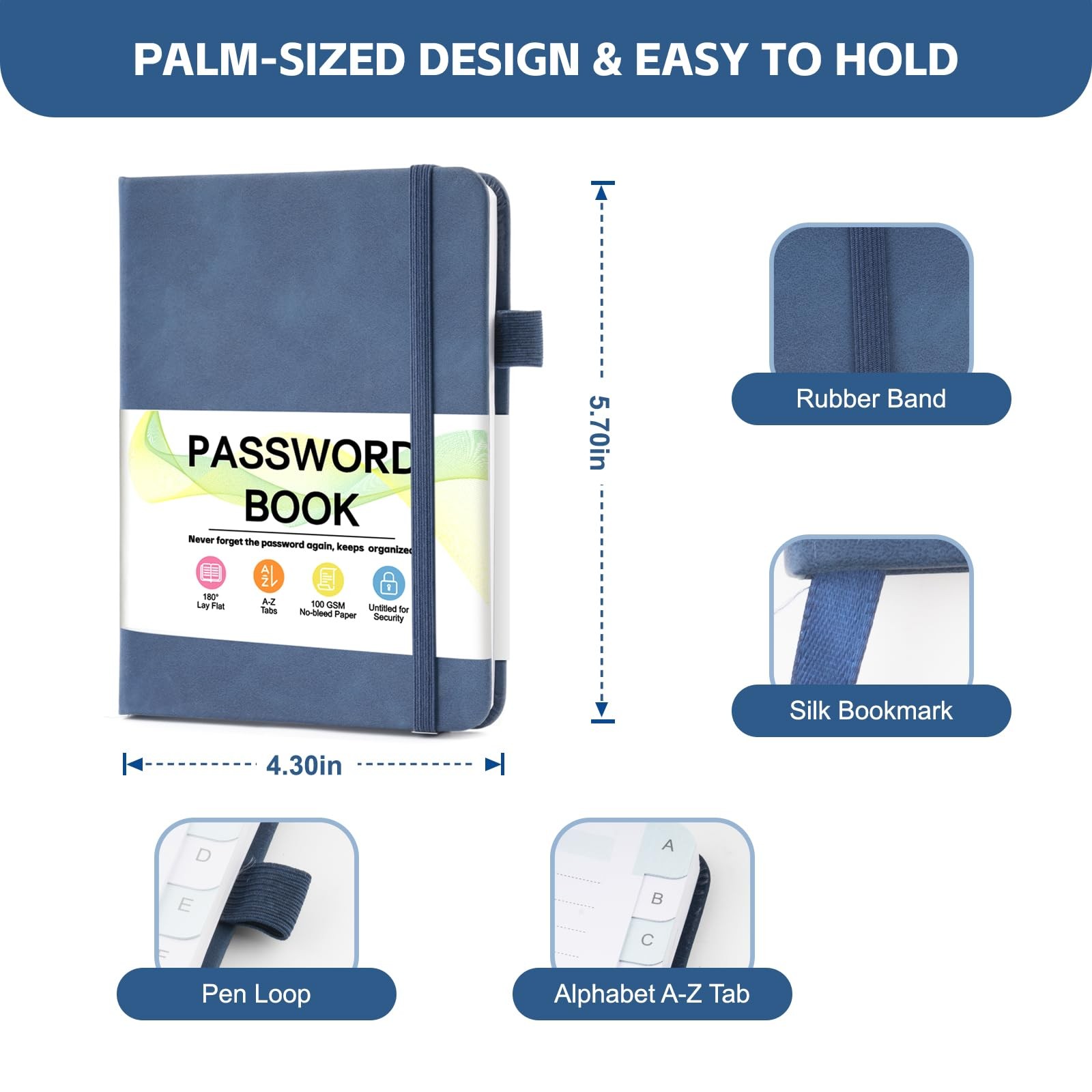 MOSA BEAR Password Keeper Book with Alphabetical Tabs，4.3"x5.7" Small Password