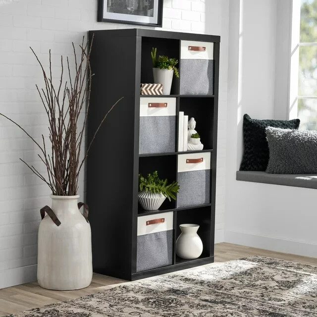Large 8-Cube Open Storage Organizer Shelves Bookcase, Easy Assembly, Black