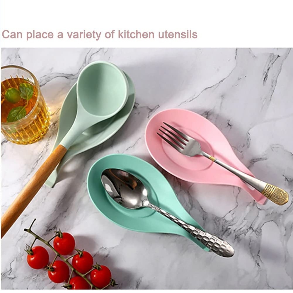 4-PACK Silicone Spoon Rest for Kitchen Counter, Kitchen Gadgets Organizer Kit...