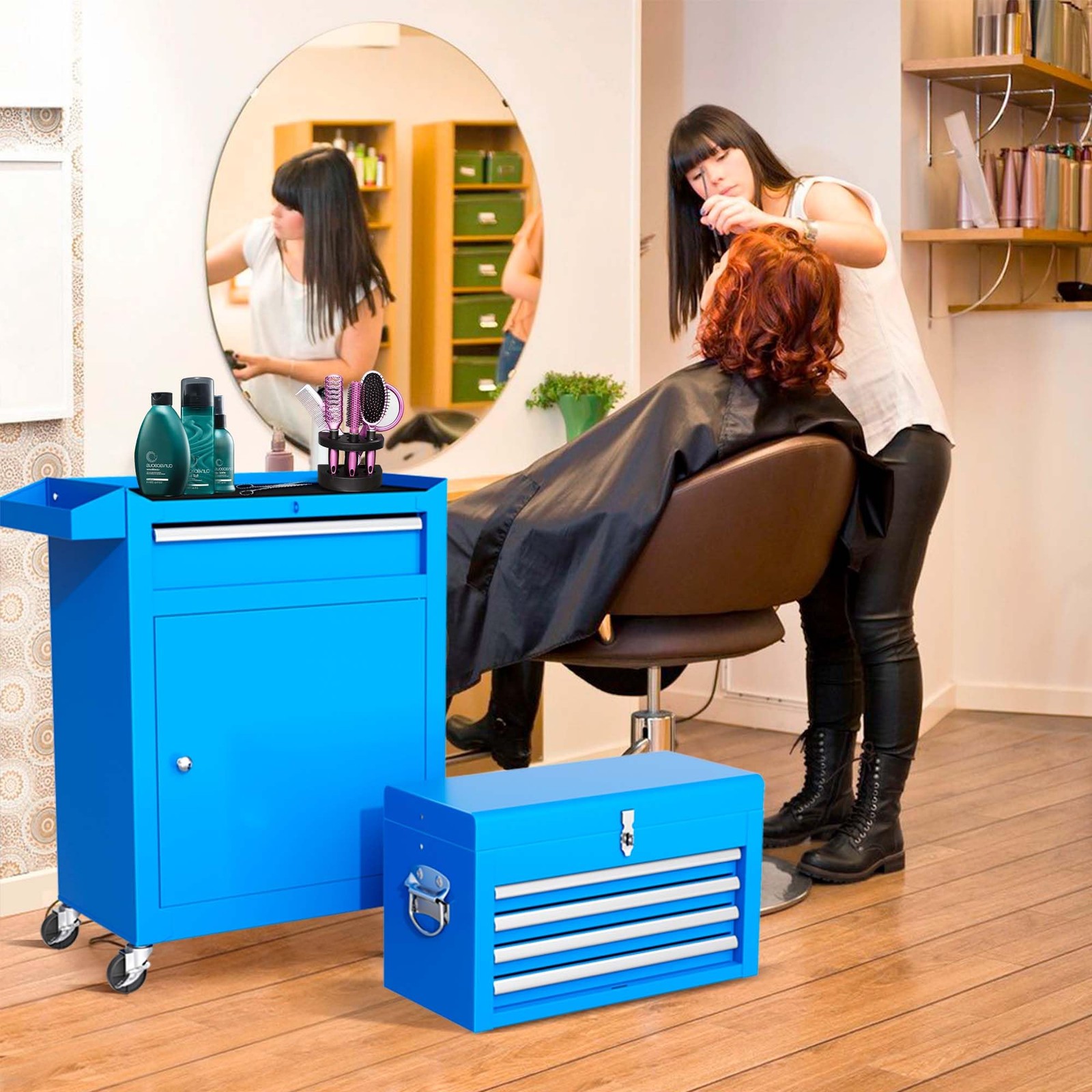 Blue Tool Chest 5-Drawer Rolling Tool Chest with Detachable Top Tool Box Tool