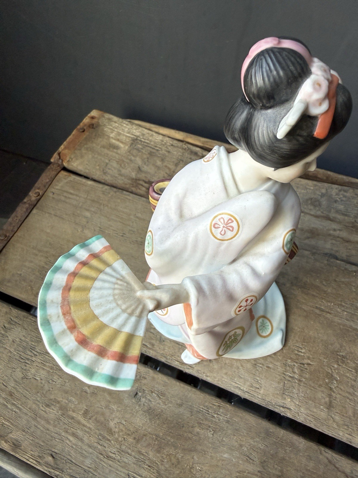 VTG Japanese Porcelain Figure Yoshimatsu Kasai Maiden of the Fluttering Fan