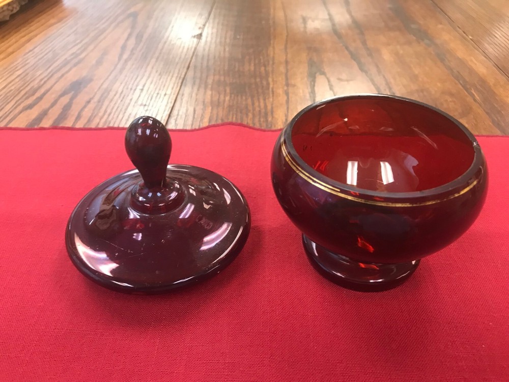 Antique Red Ruby Container with Lid