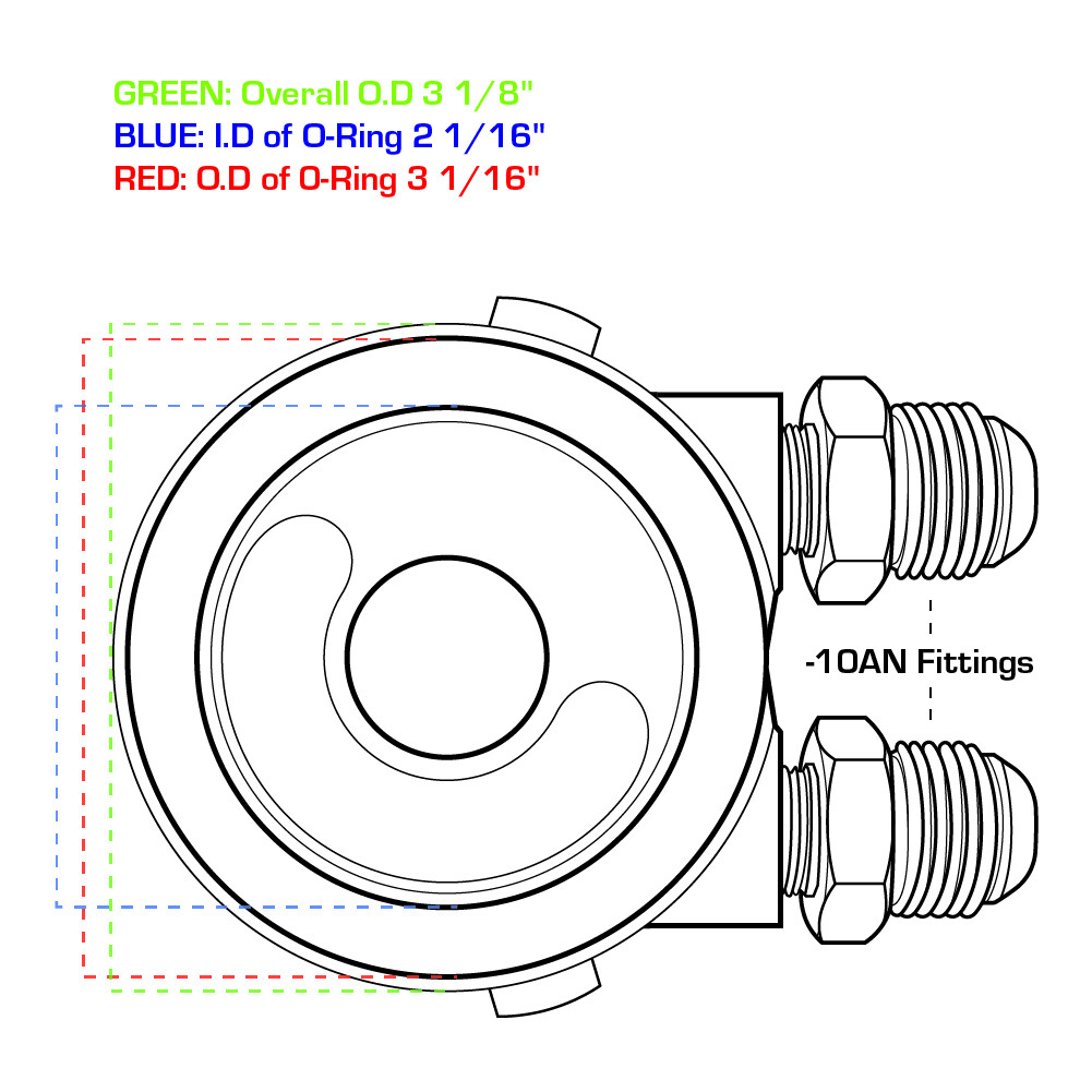 GlowShift Oil Cooler Sandwich Adapter Plate with 22mm x 1.5 Thread