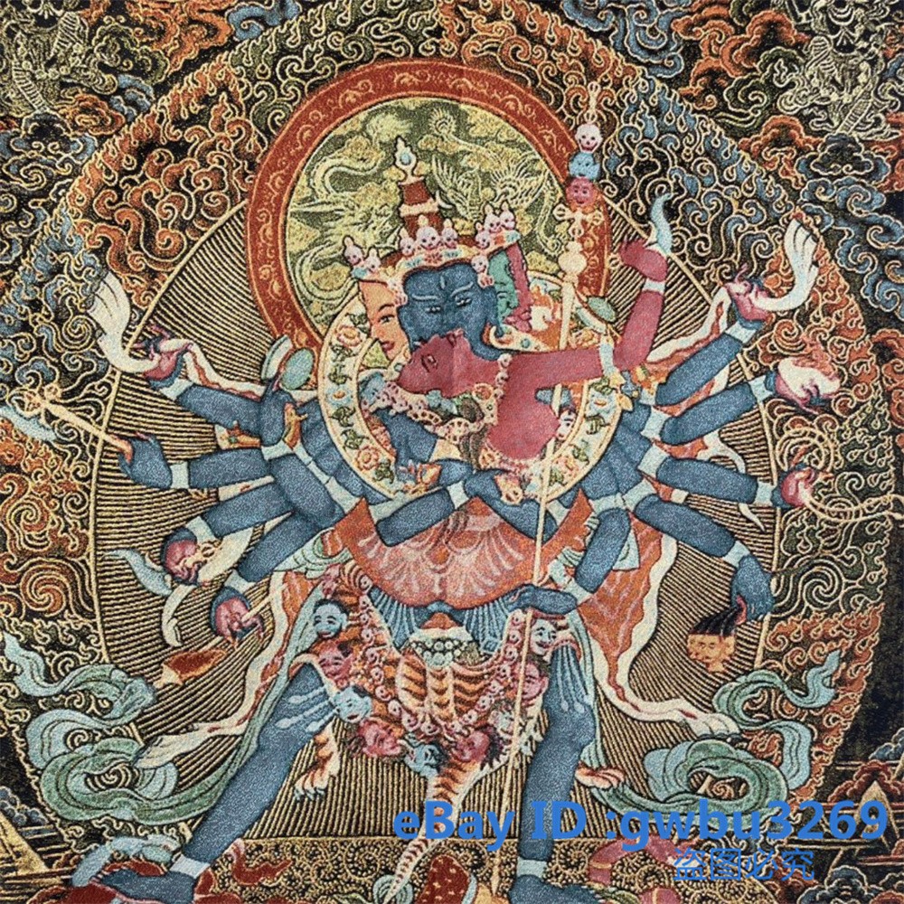 36” Chinese Tibetan Nepal Silk embroidery Tara Buddha Thangka Statue Mural 42856