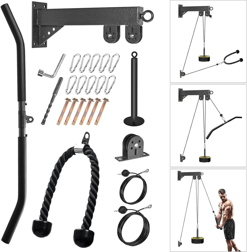 Wall Mounted Pulley System, Low Cable Machine Pulley System for LAT Pulldown, Bi