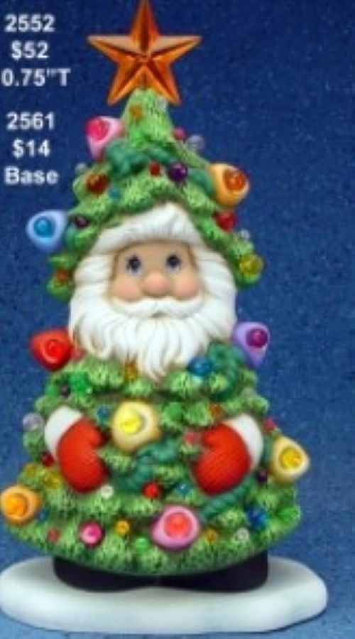 10" Santa Tree & base w/ light kit  ceramic bisque