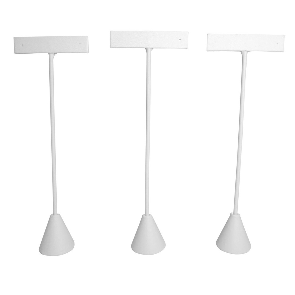 White Leatherette Earring T Shape Display Stands