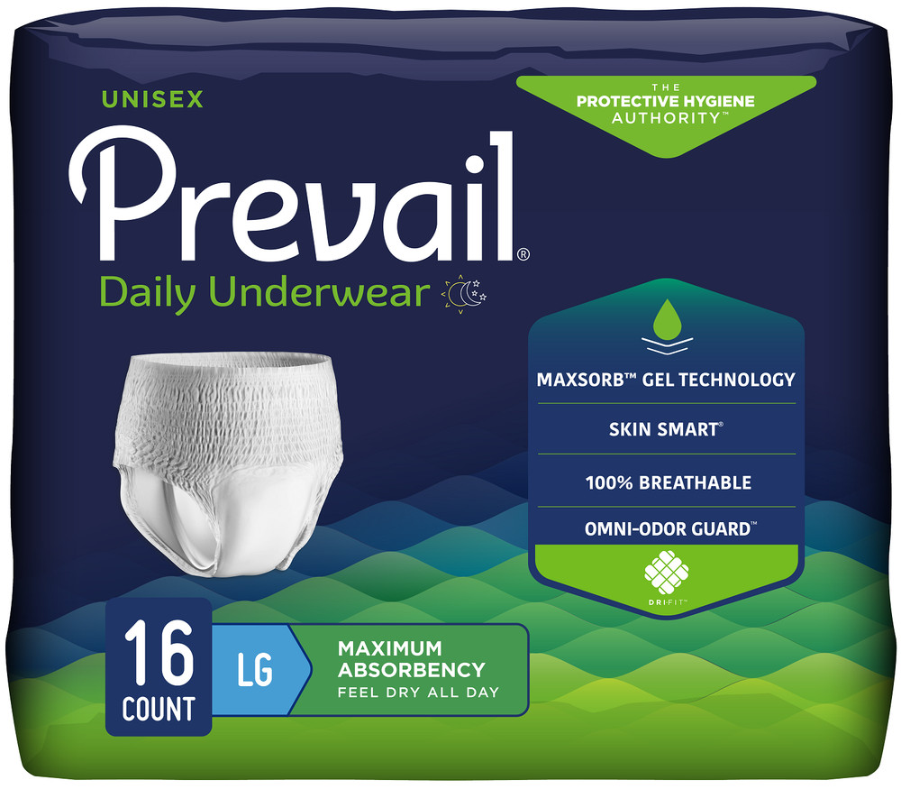 Prevail Super Plus Underwear Large, 45 - 58in - 16 Count