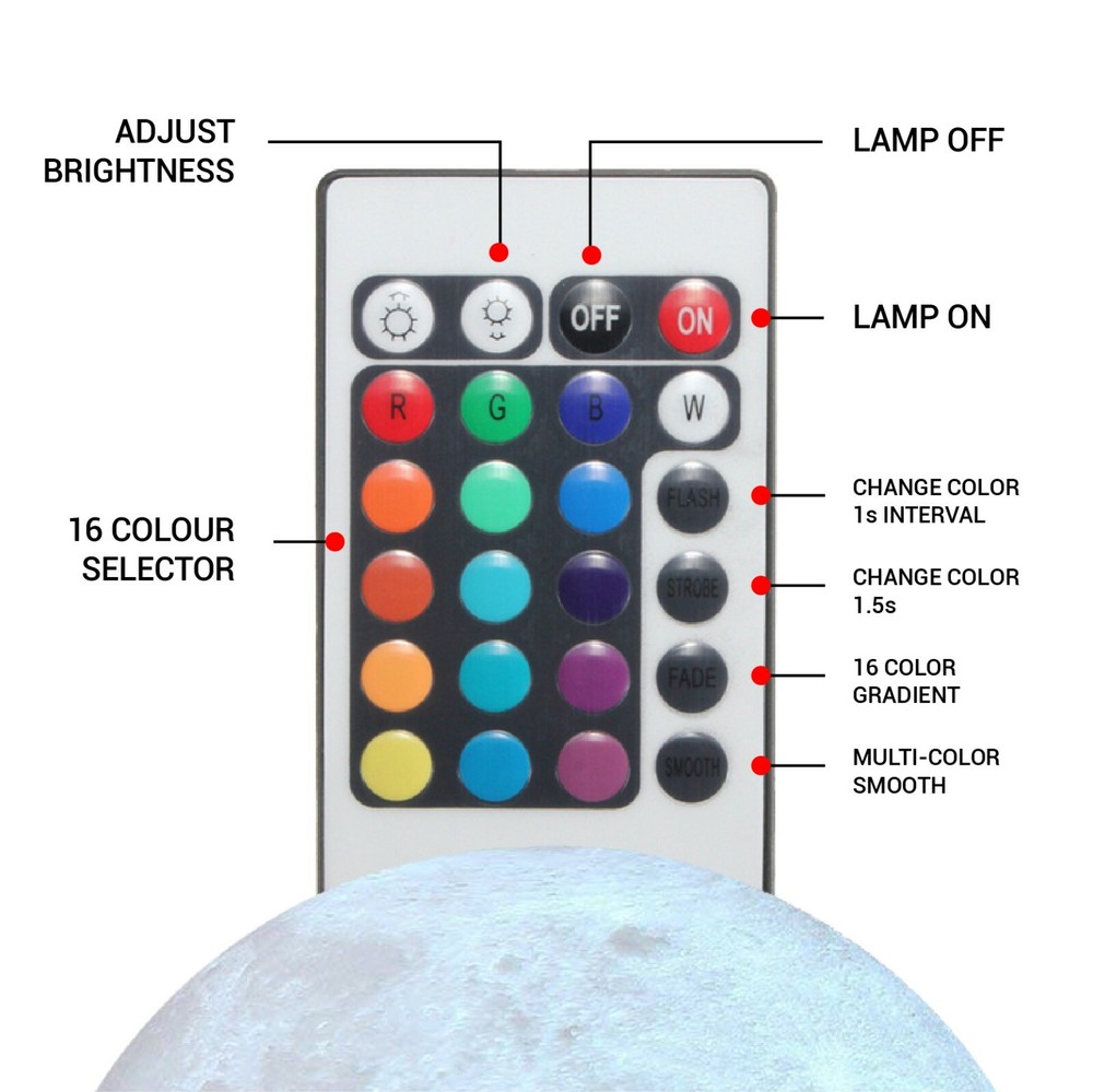 3D Moon Night Light Table Lamp USB Charging Touch Control Home Decor Gift 15cm