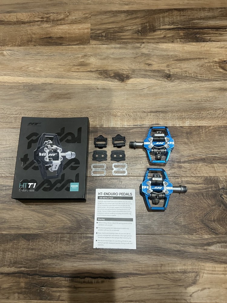 HTT1 ENDURO RACE Dual-Sided Clipless Platform Pedals w/Cleats and instruct