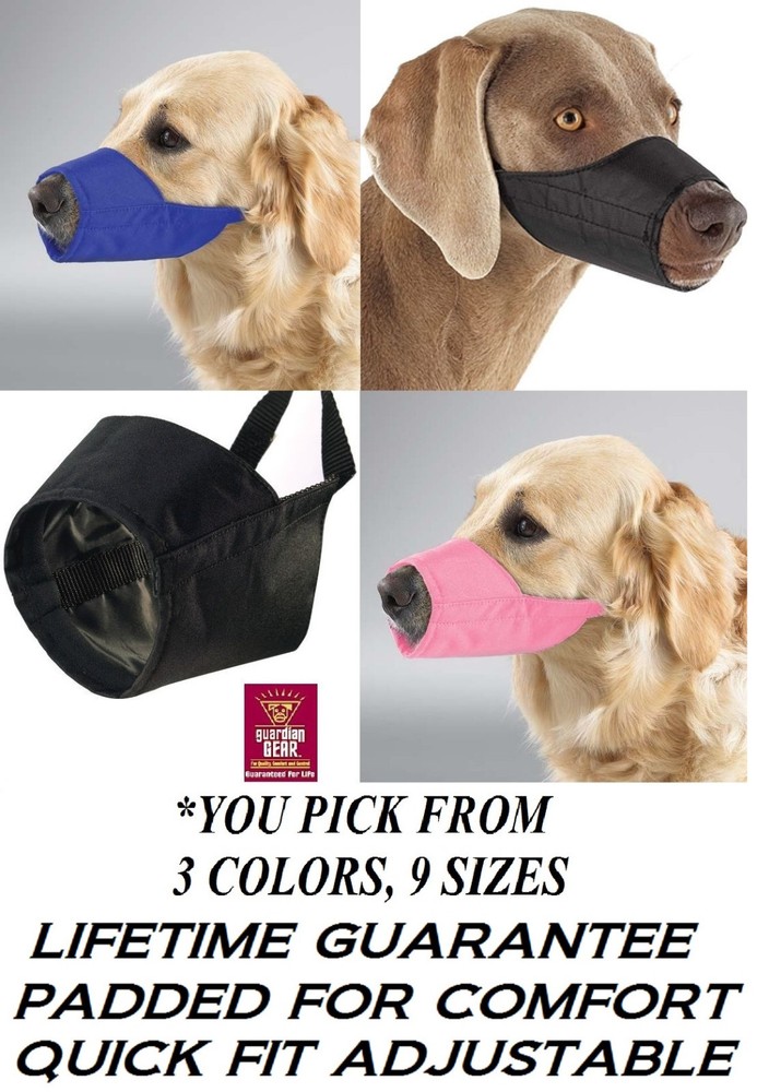 Guardian Gear NO BITE BARK DOG MUZZLE LINED QuickFIT Nylon ADJUSTABLE TRAINING