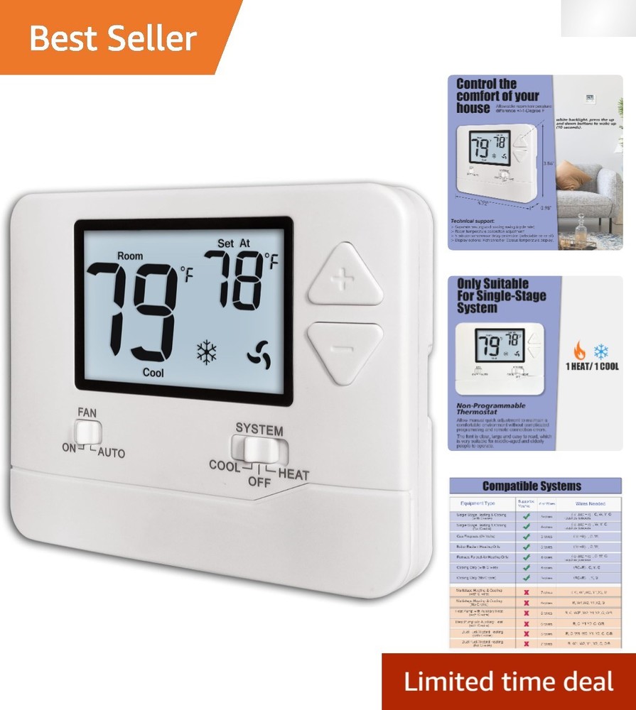 Compressor Delay Protection Thermostat with Clear Display -