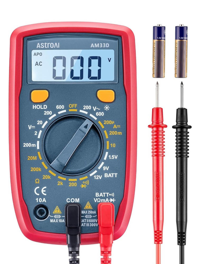 Digital Multimeter Tester 2000 Counts AC DC Volt Ohm Meter Blue