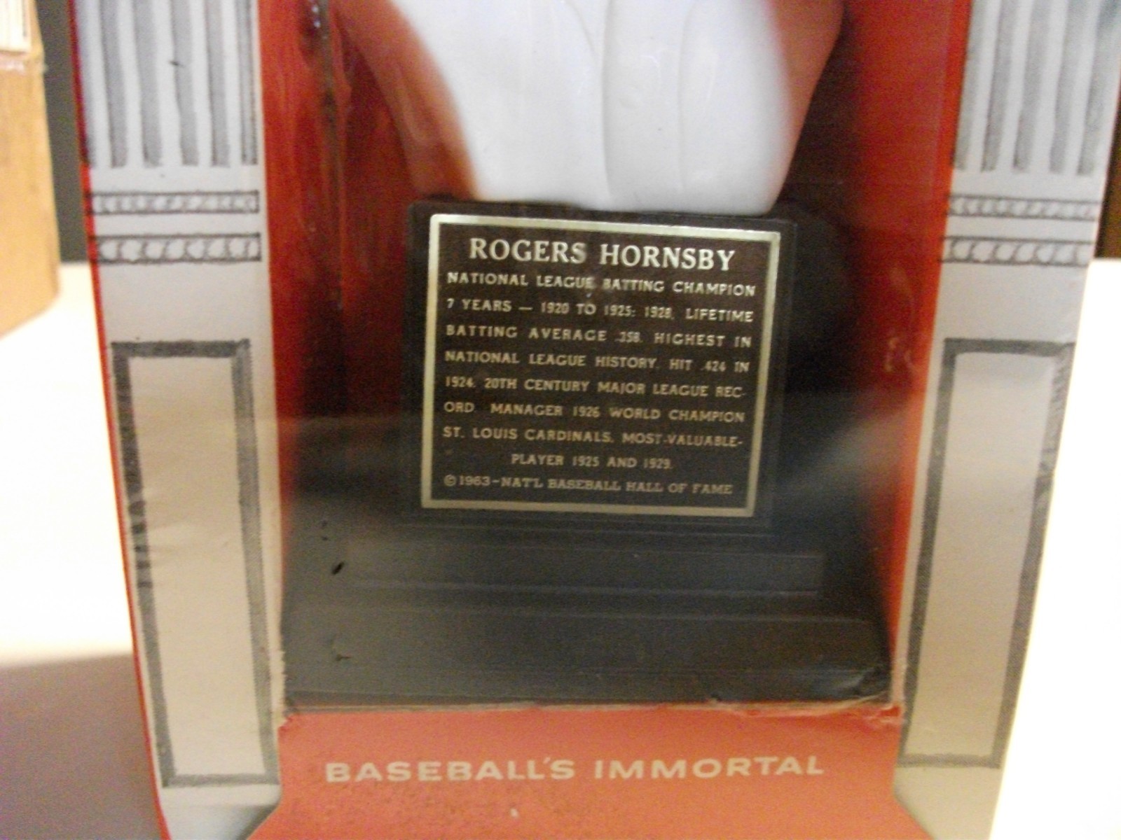 Rogers Hornsby 1963 MLB Baseball Sports Hall Of Fame Bust In Box Immortal Stars