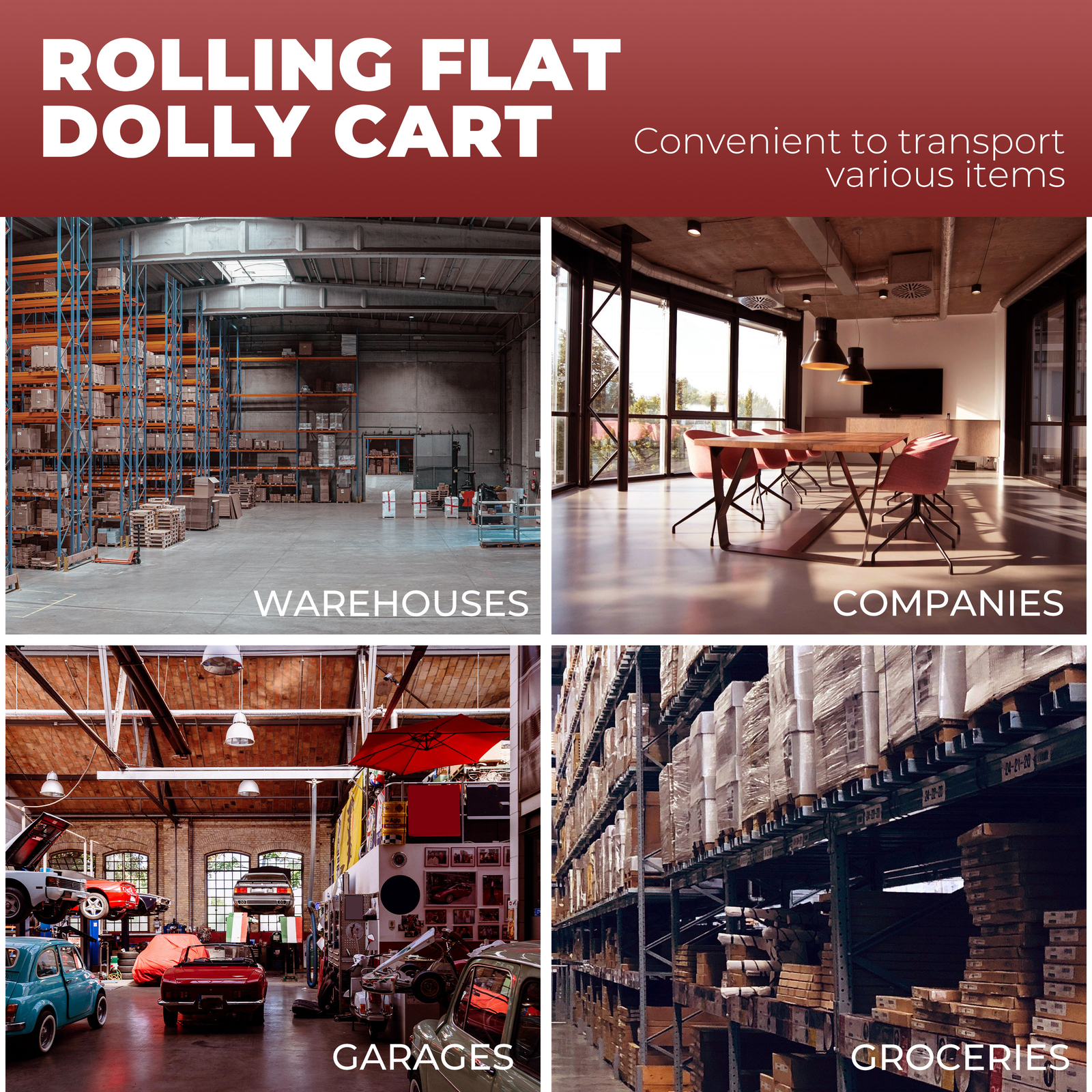 Platform Hand Truck 2000lb Capacity Steel Heavy Duty Flat Dolly Cart W/ Wheels