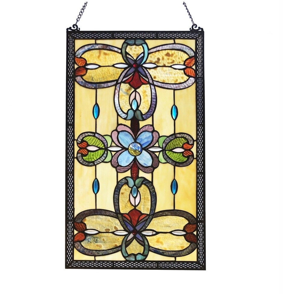 26" Antique Style Stained Glass Window Hanging Panel Suncatcher
