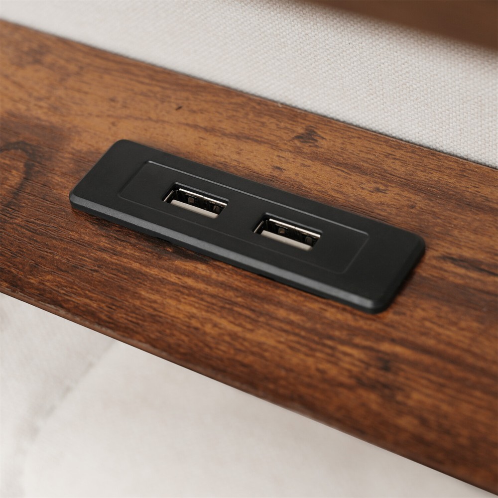 Queen Size LED Bed Frame Upholstered Platform Bed with Hydraulic Storage System