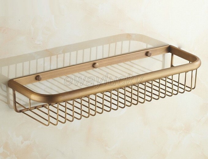 45cm Antique Brass Bathroom Accessory Shower Shelf Storage Basket Holder wba031