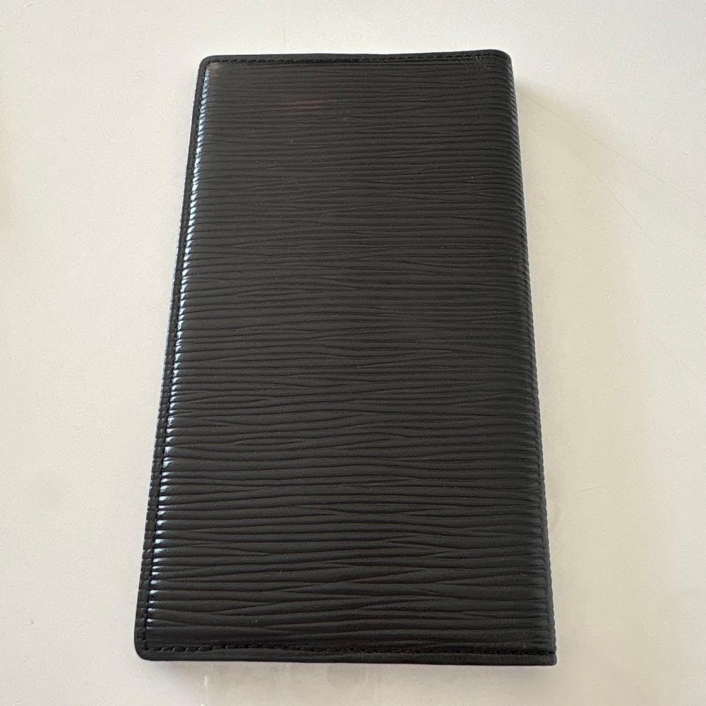 Louis Vuitton Black Leather Notebook Cover LV Leather Accessory