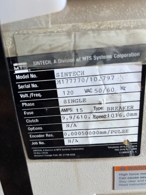 SINTECH (MTS) Compression / Tensile Material Testing Machine – Lab Quality