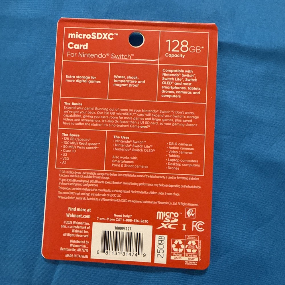 NEW onn. 128 GB MicroSDXC Memory Card for Nintendo Switch | Universal Android