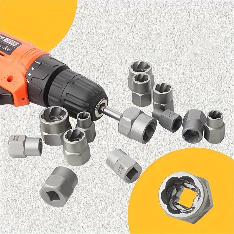 14pc Impact Bolt & Nut Remover Set 3/8" Drive Bolt Extractor Tool Kit With Case