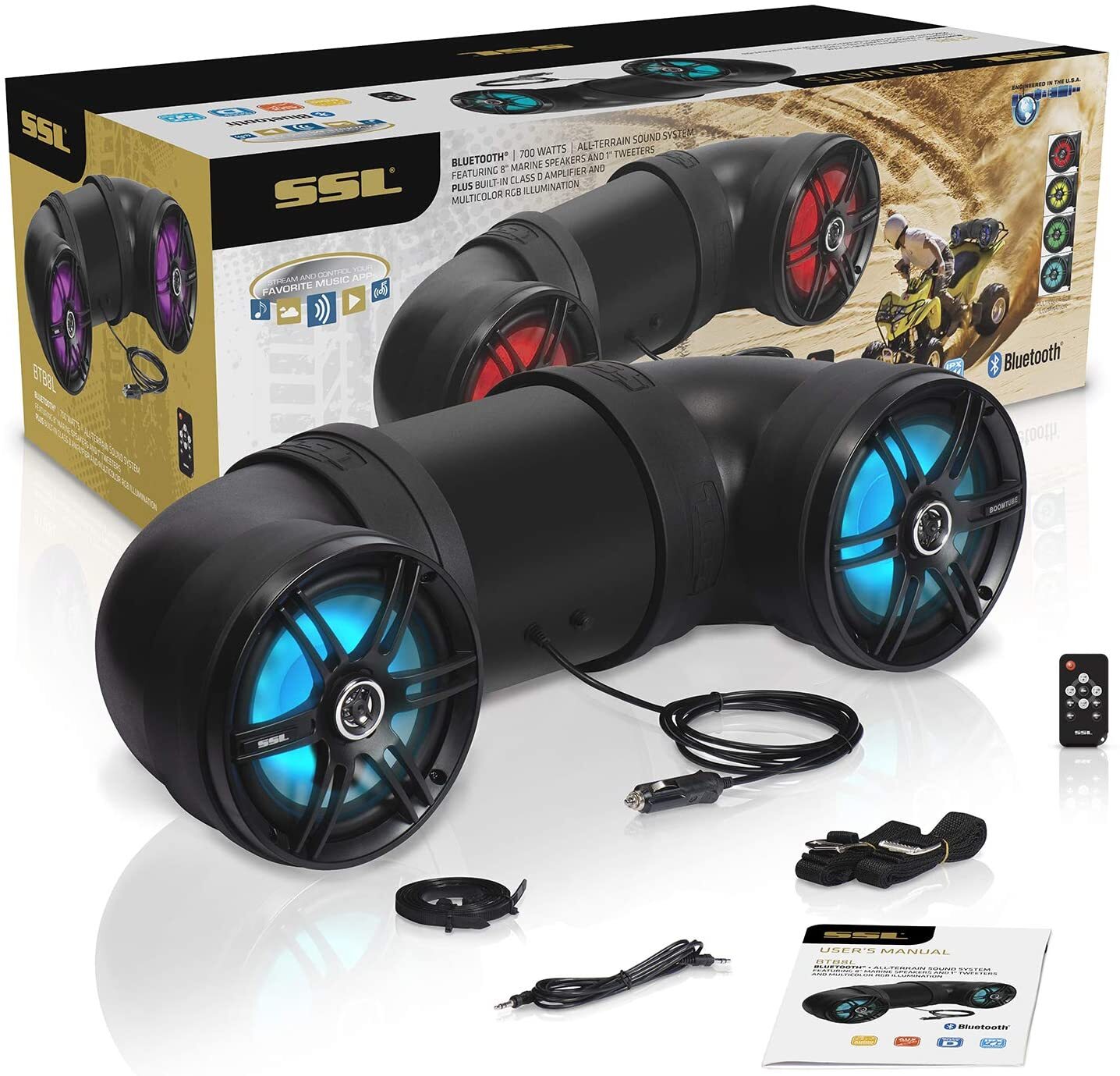 SOUNDSTORM BTB8L 8" 700W Bluetooth Amplified Marine/ATV Off Road Speaker System