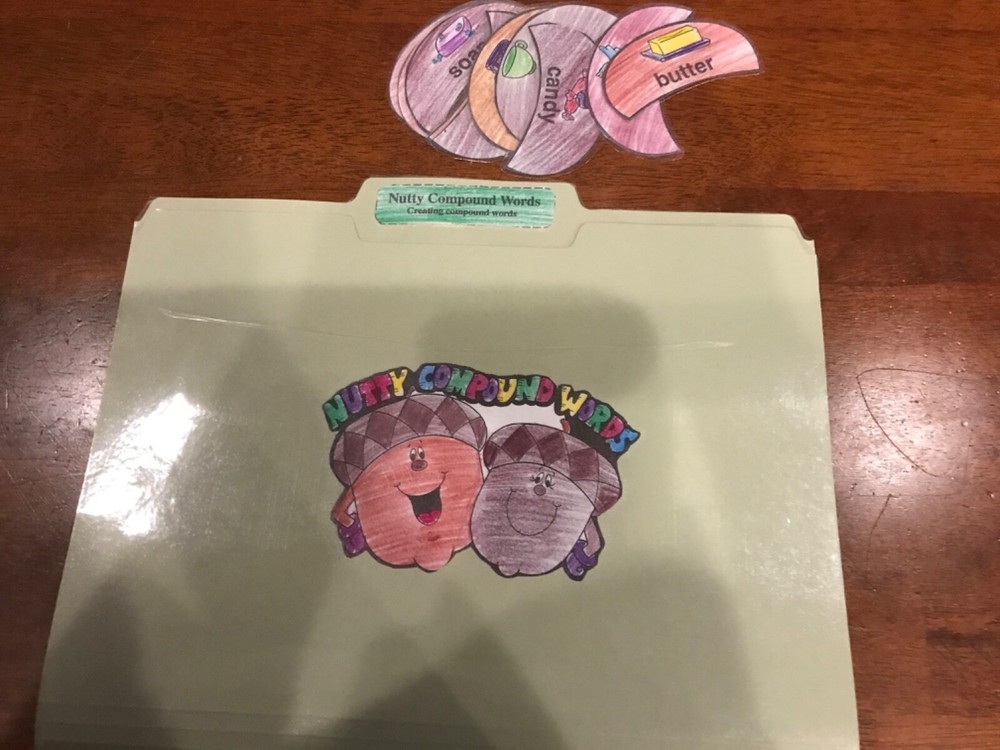 Nutty Compounds!  Compound Words 1st grade language arts file folder game