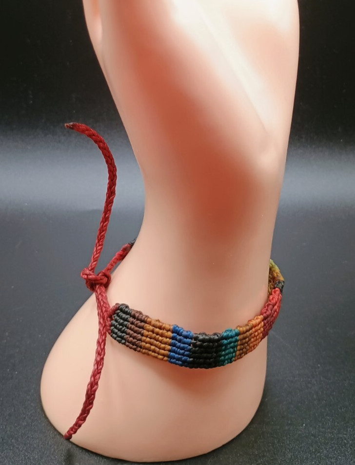 Multicolor Macramé Thread Bracelet Andean Craftsmanship Cusco