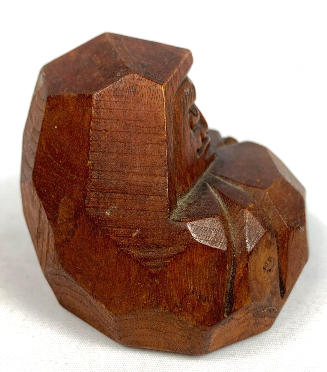 Daruma Wood Carving Boxwood Vintage Japan Artist Signed