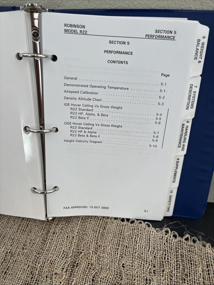 Robinson R22 Pilot's Helicopter Operating Handbook