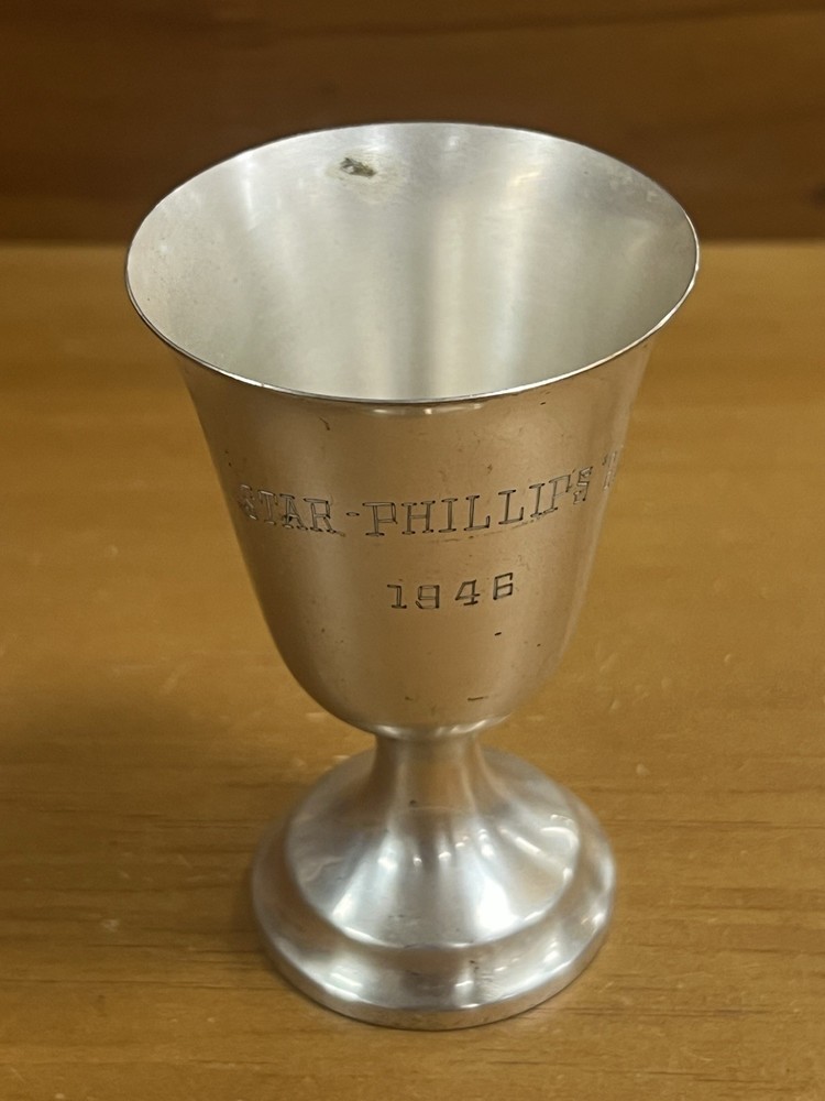 Vintage Silver Plate Goblet Engraved Star Phillips 66 1946