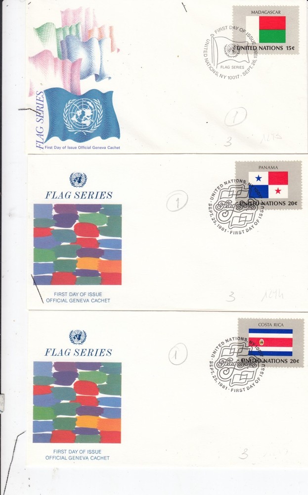 UNITED NATIONS 3 FDC FIRST DAY (L3)