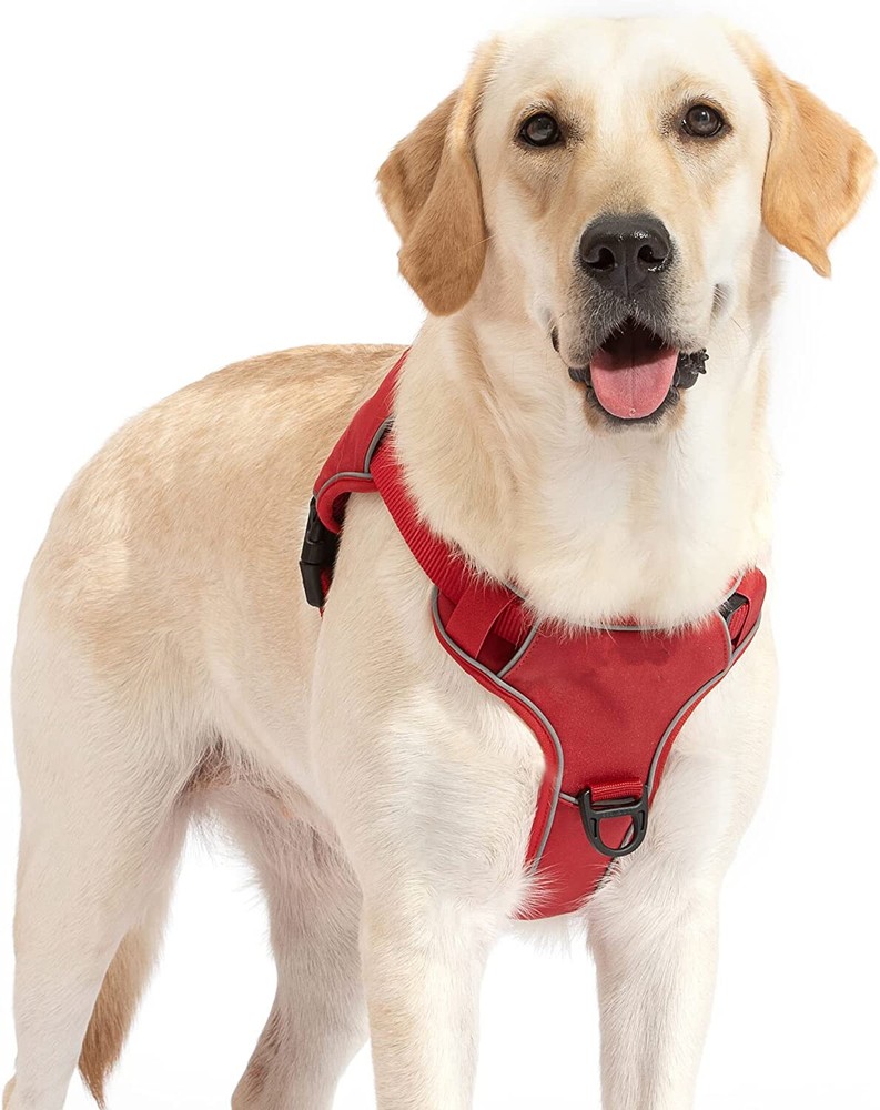 Dog Harness, No Pull Adjustable Reflective Dog Vest Harness,  Soft  (Red,Size:L)