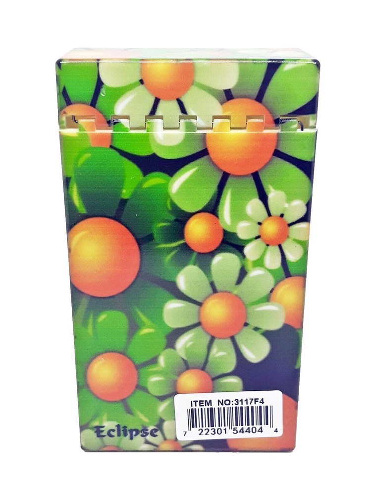 RYO Green Flowered Design 100s Size Push-N-Open Plastic Cigarette Case