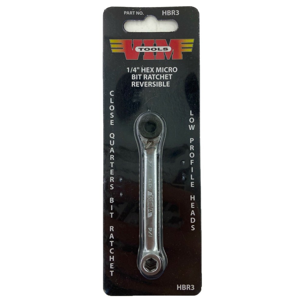VIM Tools HBR3 1/4" Hex Low Profile Reversible Micro Ratchet Bit Tool