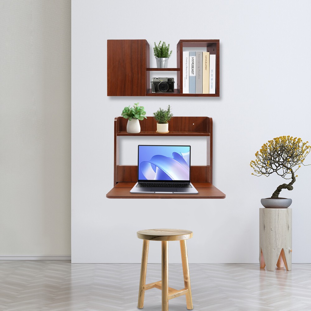 Wall Mounted Bookshelf Folding Space Saving Wall Mounted Table Fold Down Lapto