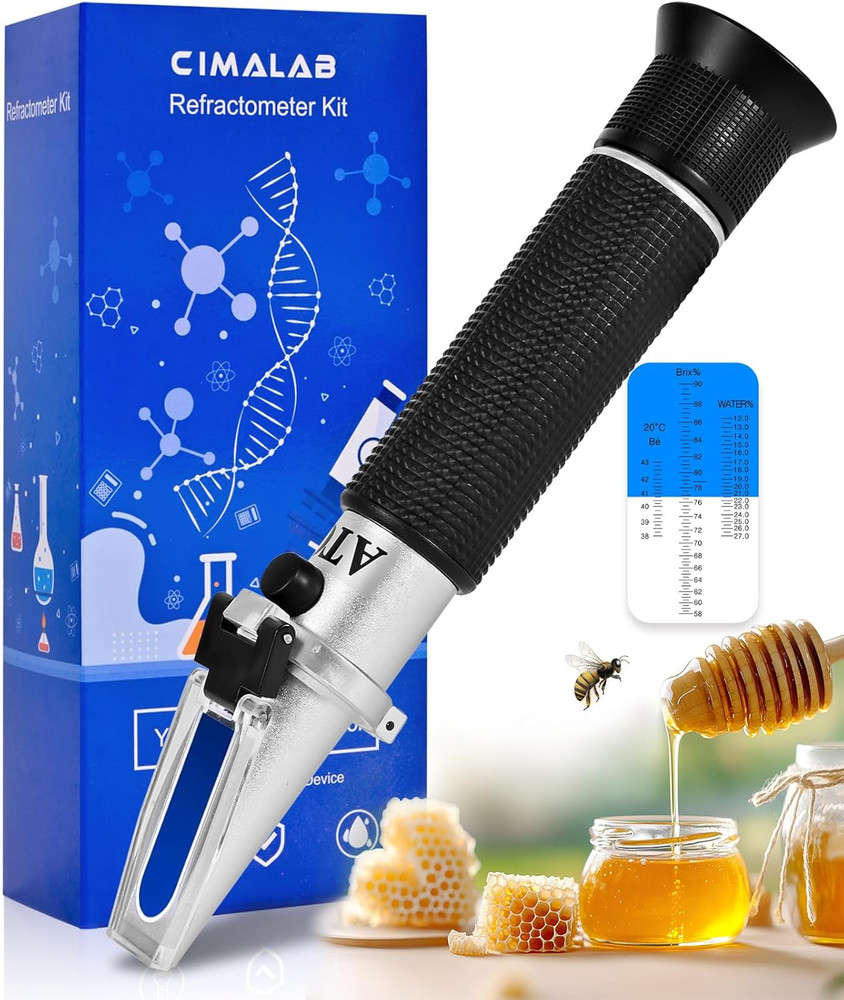 Honey Refractometer for Moisture, Brix and Baume, Brix Meter Refractometer with