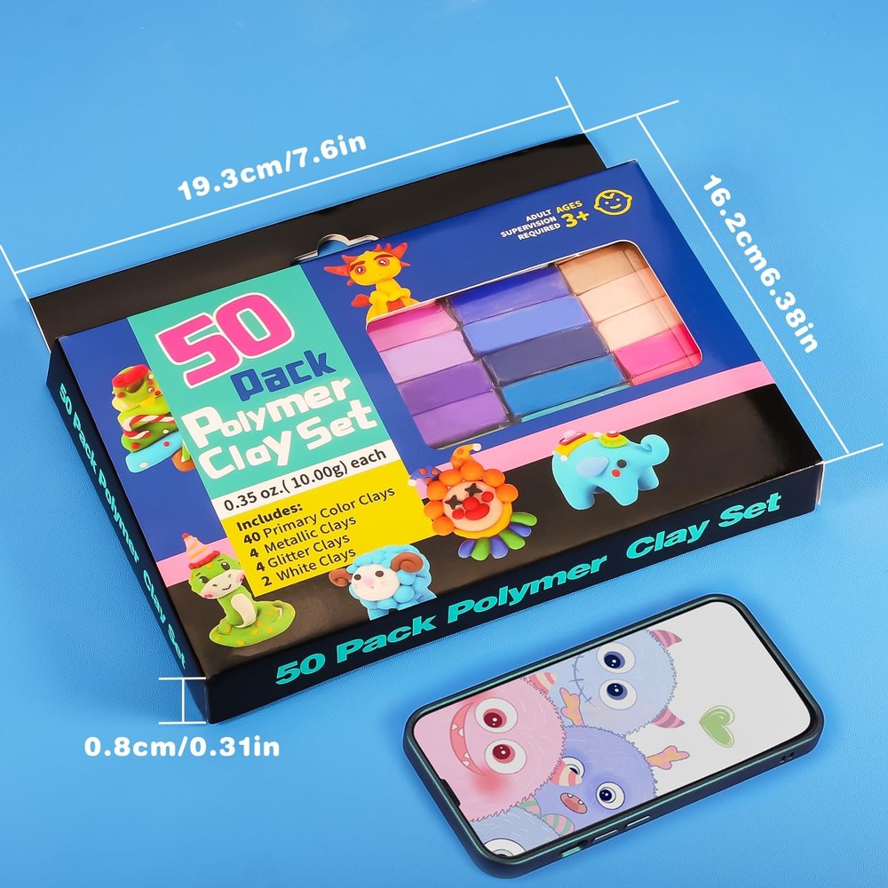 CiaraQ Polymer Clay Kit, Mini Modeling Set for 48 Colors