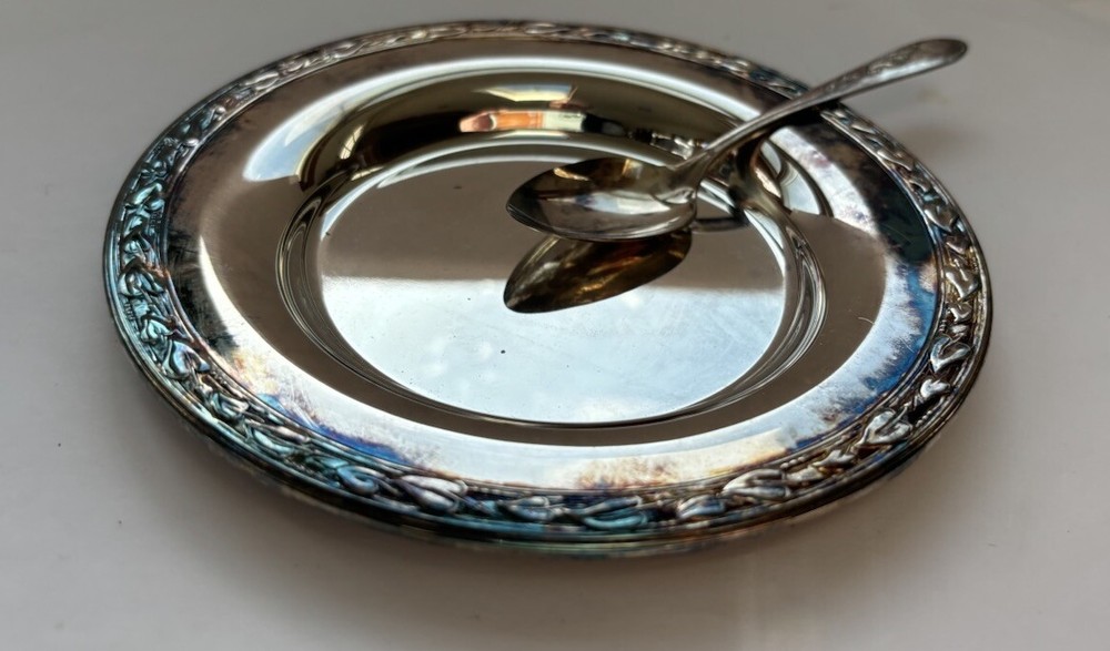 Silver Plated Compote Dish with Spoon By Oneida