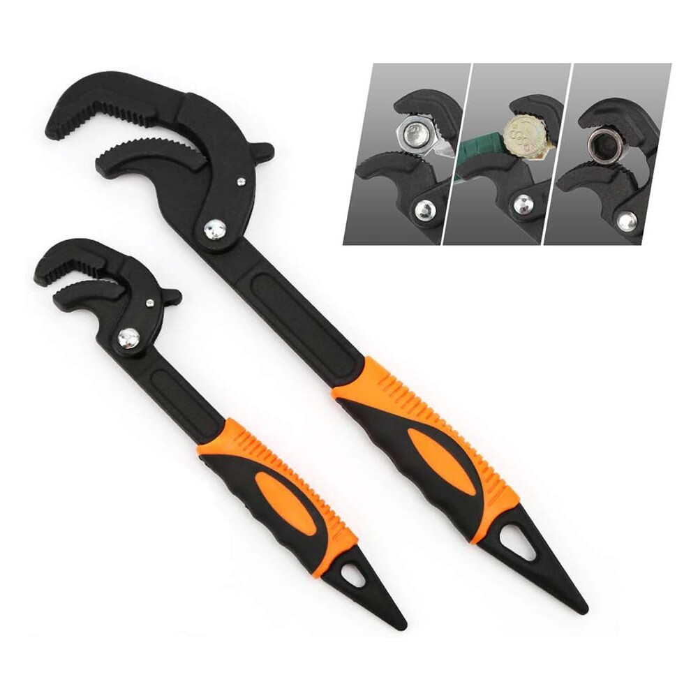 2pcs Multi-function Magic Wrench Self-Adjusting Spanner Power Grip Pipe Wrench