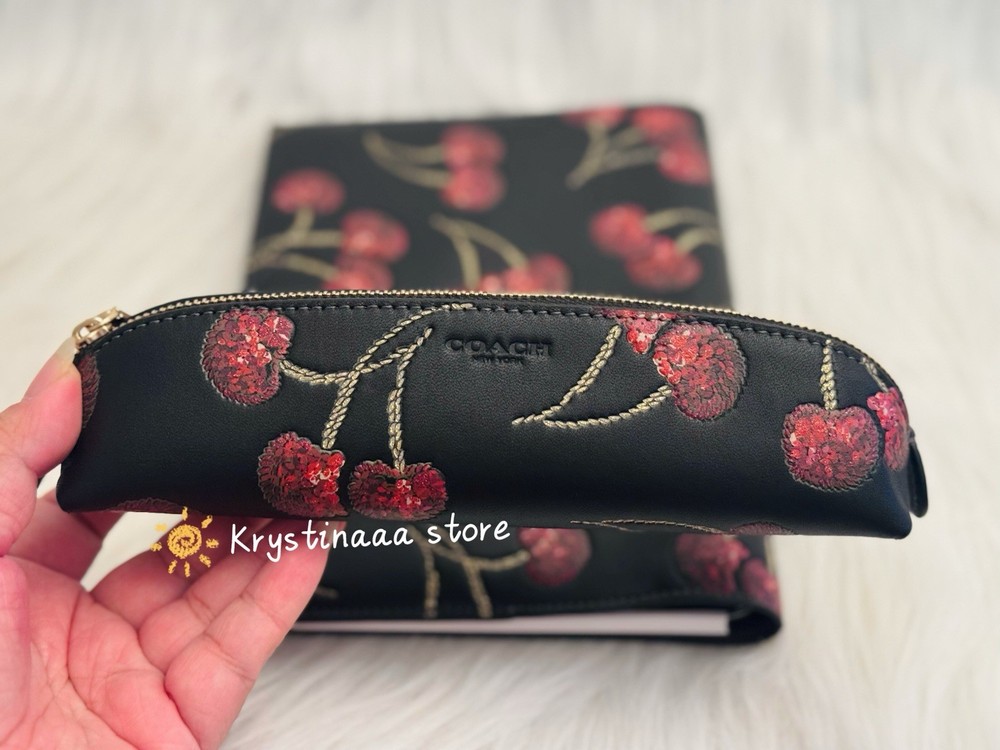 Bundle Set NWT Coach Cherry Print Notebook CDB79 &Coach Cherry Pencil Case CDC00