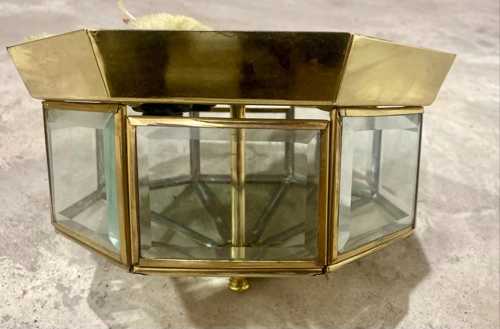 Vintage Hollywood Regency Style Solid Brass Ceiling Light Flush Mount