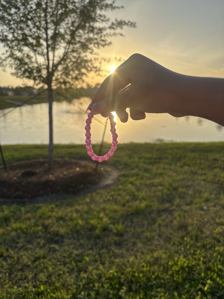 pink clay bead pearled bracelet