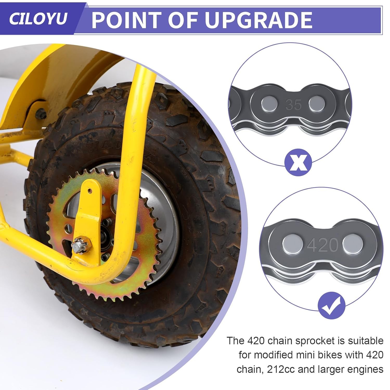 420 High Speed Rear Sprocket 40 Tooth Kit For CT100U CC100X DB30 Moto 80cc 105cc
