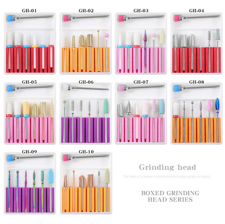 7Pcs Ceramic Diamond Nail Drill Bits File Set for Electric Manicure Machine Tool