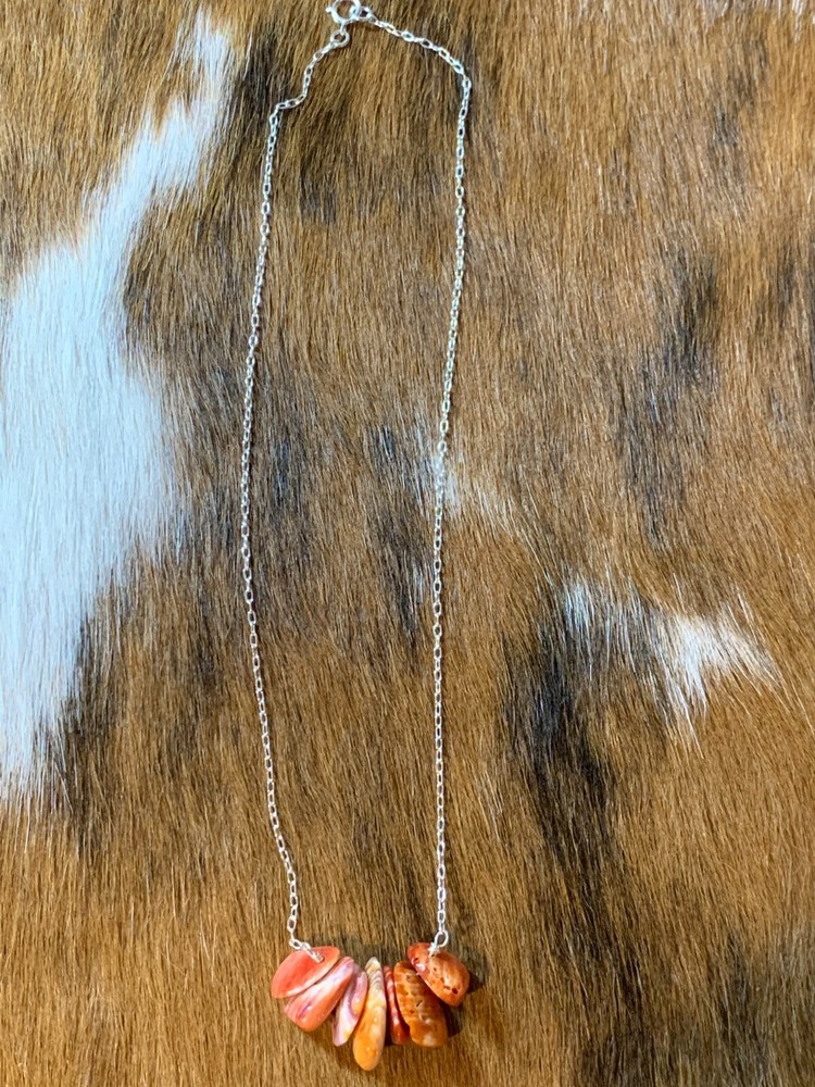ORANGE SPINY ~ STERLING ~ NECKLACE