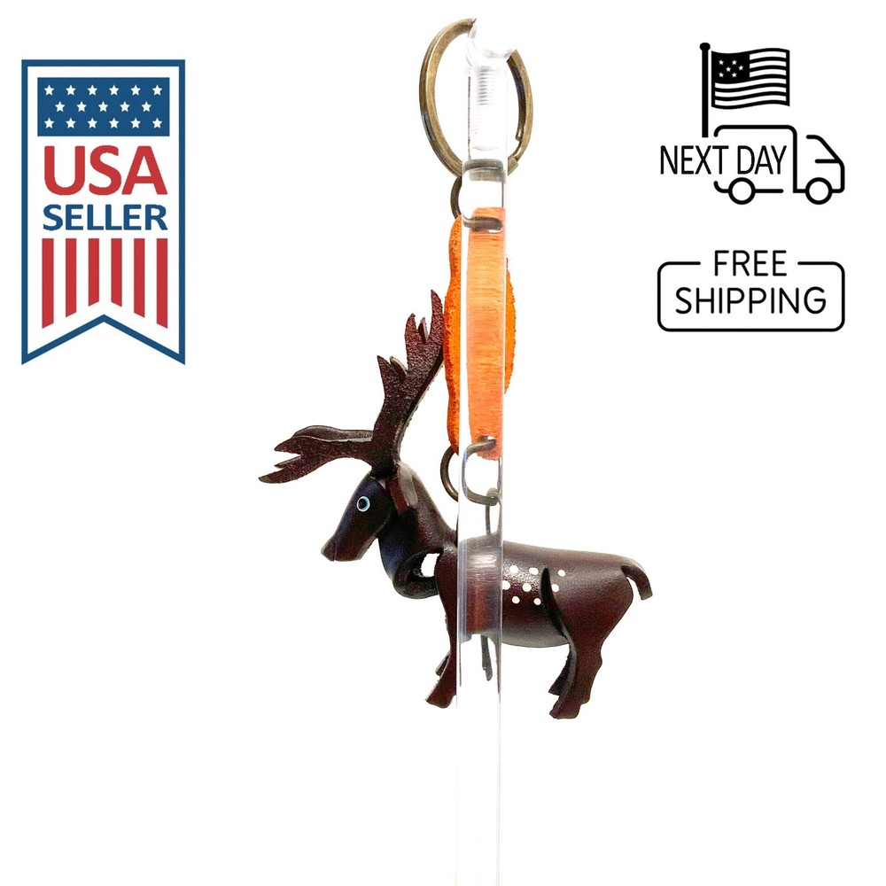 Sika Deer (Brown) Handmade Leather Keyring