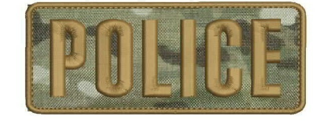 POLICE embroidery patch 2x5 hook MULTICAM Brown