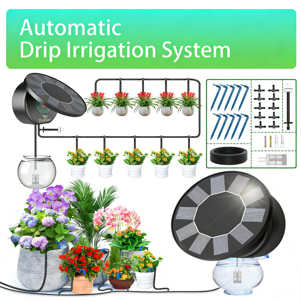 Solar Drip Irrigation System Kit Automatic, DIY Irrigation System for Garden New